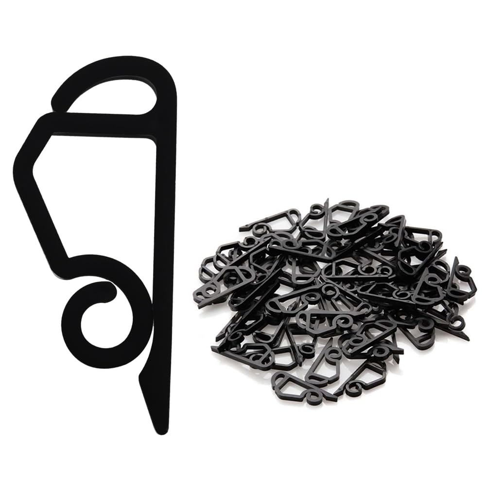 ANGIX 100 Gutter Hooks, Fascia Clips for Outdoor Lights, Durable Weatherproof Plastic Hangers, Reusable & Easy to Install - for Christmas, Icicle, Fairy & Garden Decorations on Gutters, Roofs & Eaves