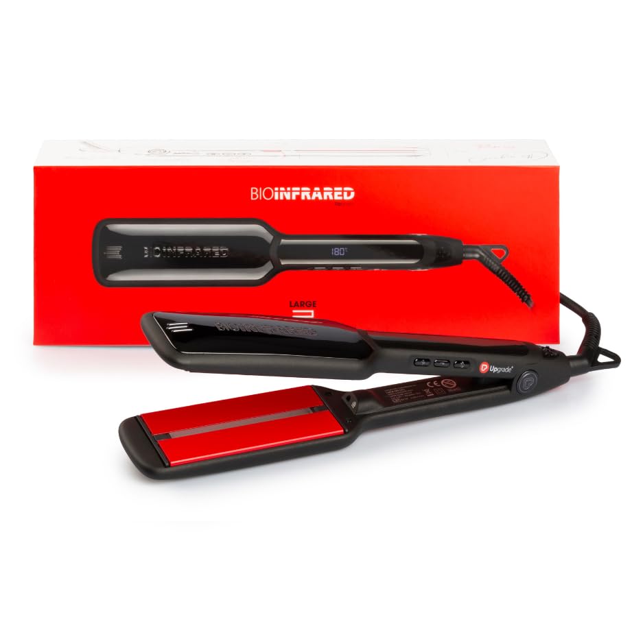 Upgrade - Piastra per Capelli Professionale Bio Infrared - Large 2 - Con Elegante Design Nero - Piattini Extra Large - Per Tutte le Tipologie di Capello