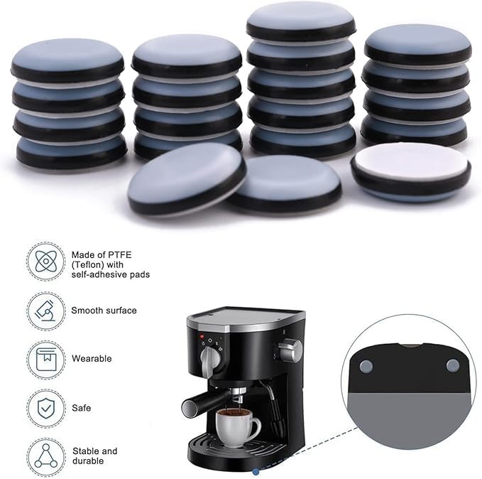 MR. DIY Crafts 8 Pcs, Magic Sliders Self-Adhesive Furniture Glide Sliders with PTFE Material, Floor Protector for Easy Moving (8, Grey, 2.5 x2.5 x0.5 cm)