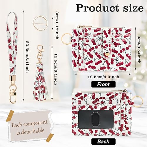 Image of KNGITRYI Small Wristlet Wallets for Women RFID Credit Card Holder Wallet Keychain Wristlet Wallet Credit Card Wallets for Women (cherry)