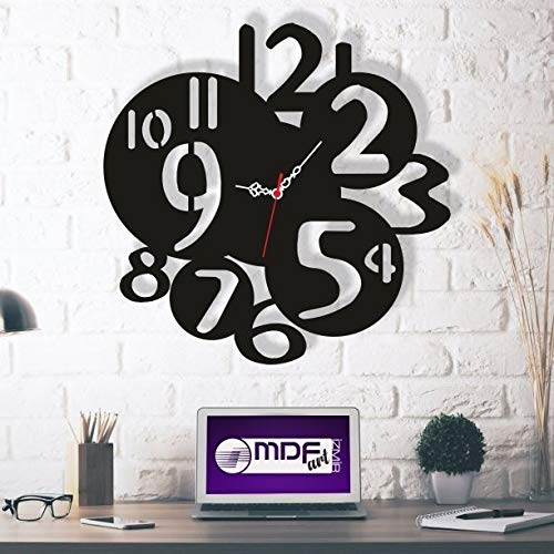 Lasaani Designer Stylish ACP Waterproof Wall Clock for Living Room | Clock for Bedroom | Clock for Gift ( Glossy Black ),ROMAN0162 ( Glossy White ), ROMAN0135