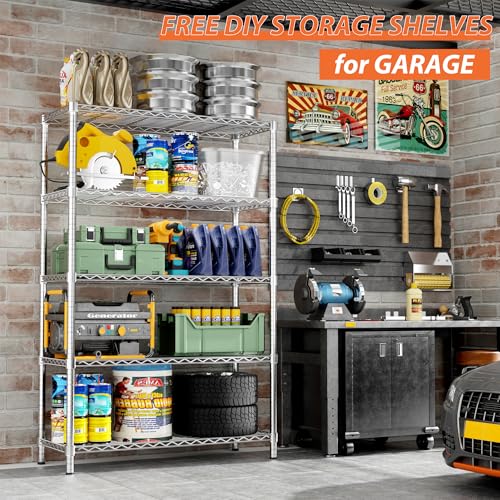 Image of ROOMTEC 5-Tier Wire Shelving Unit,36 inch W*14 inch D*72 inch H, Max Load 1750LBS