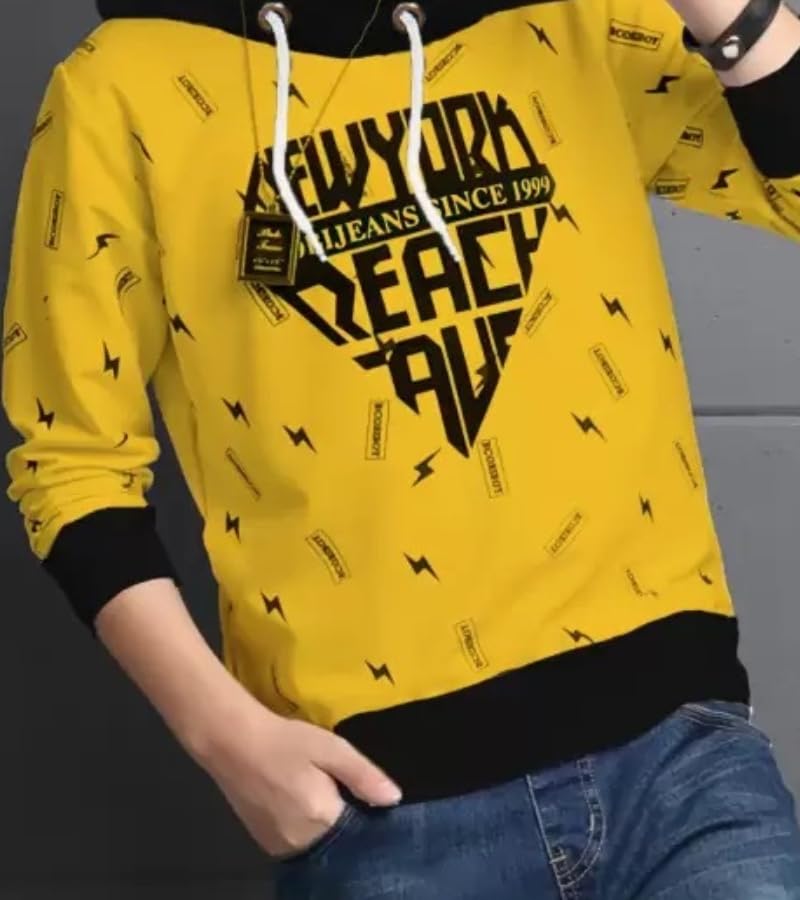 Image of LilBits Boys Regular Fit Printed Hooded Casual T-Shirt