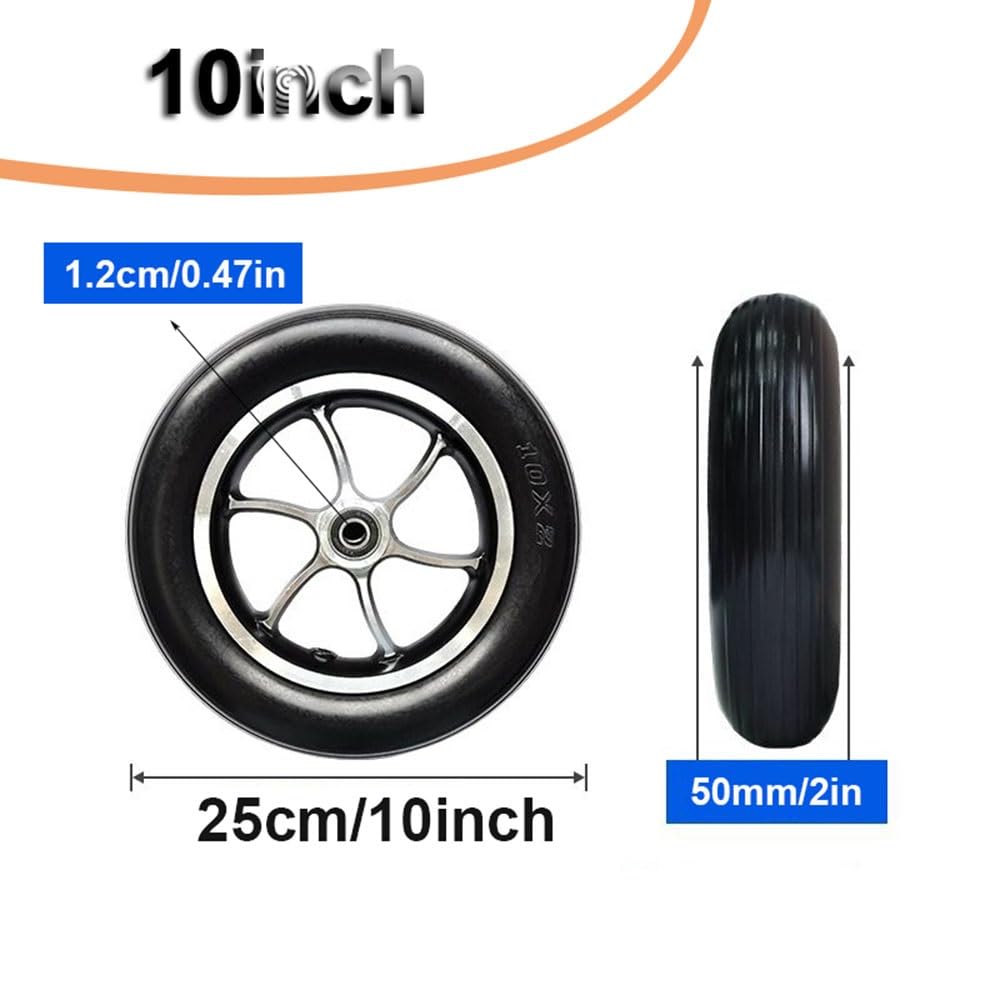 Wymienne przednie koła do wózka inwalidzkiego, 2 szt. 10-calowe koła zapasowe do wózka inwalidzkiego elektrycznego, szare, czarne(Black)