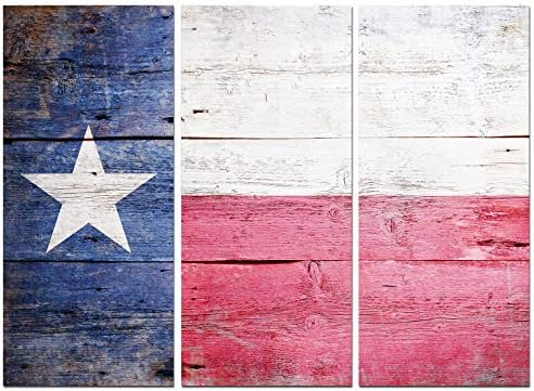 Texas Wall Art - Large Flag Canvas Decor 48x36 inch - Rustic Wooden Themed Texas Star Artwork for Living Room, Bedroom, Office, Home Decor & Gift