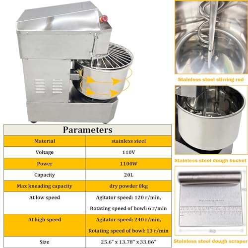 Dough-Mixer-Electric-Food-Mixer-Dough-Maker-Machine-Dough-Blender-Machine-Stainless-Steel-Dough-Mixing-Machine-Dough-Kneading-Machine-Double-Action-Double-Speed-Time-Controllable-110V-20L