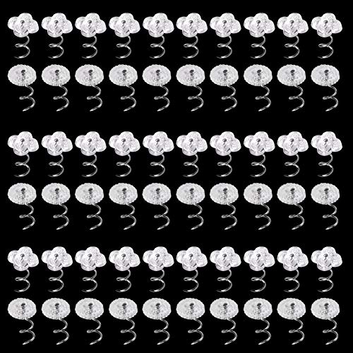 Image of Lunarm 200pcs Upholstery Tacks Clear Heads Twist Pins 0.59 inches | 2 Styles Upholstery Tacks for Furniture, Bedskirt, Slipcovers, Seat Covers, Leather, Cloth and Other Fabric with Box