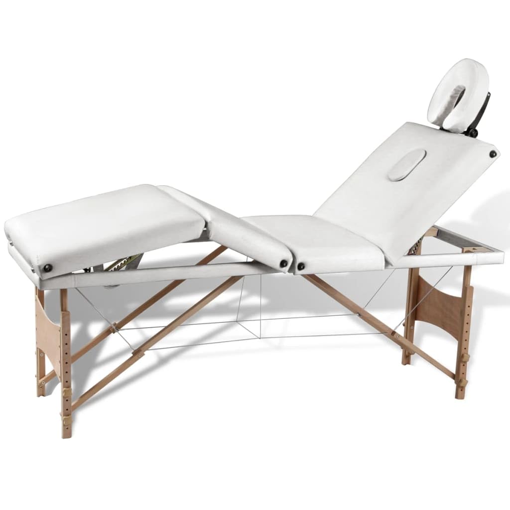 Klappbare Massageliege mit Holzgestell 4-Zonen höhenverstellbar Tragbar für Spa Wellness Studio Kosmetik Tattoo Einsatz in Praxis und Praxisumfeld