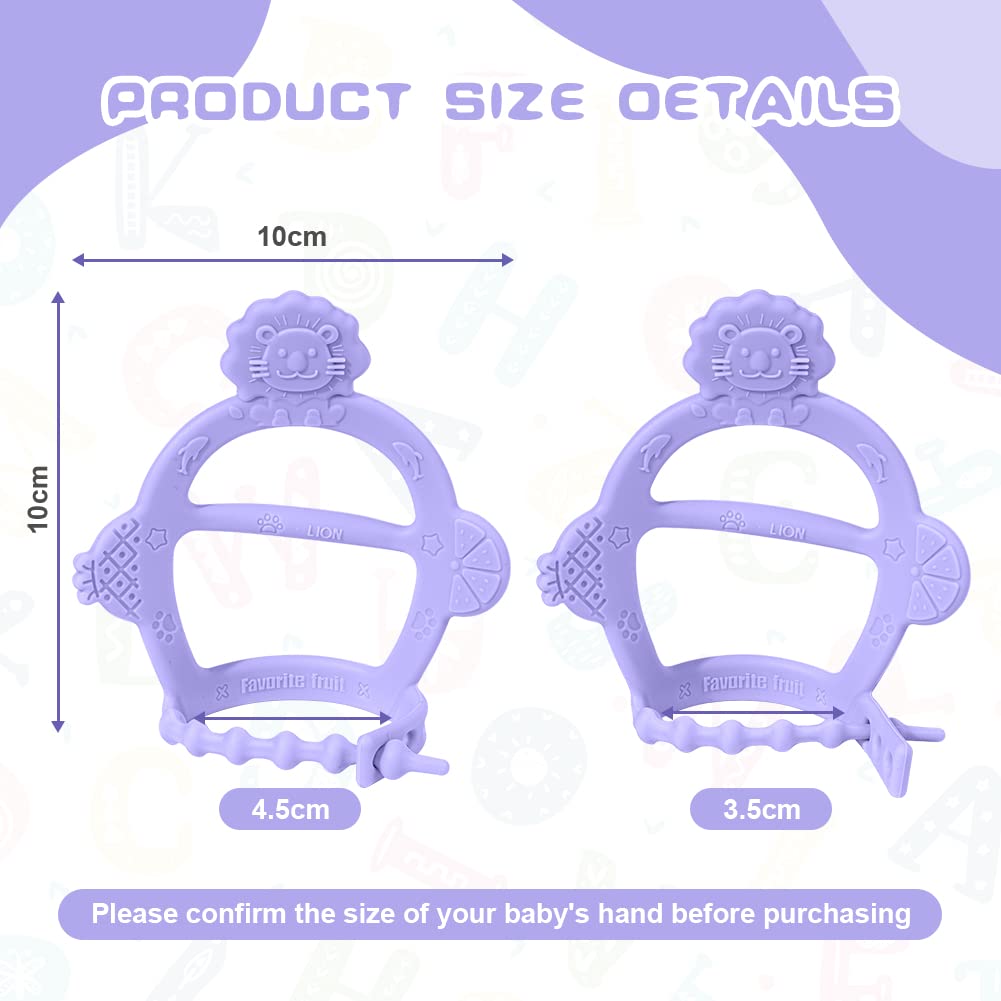 Vicloon 2 Pezzi Dentizione Neonati Giocattolo, Baby Wrapped Wrist Teether in Silicone 8-14 cm Regolabile, Giochi Dentizione Neonato, Massaggiagengive in Silicone, Massaggia Gengive Neonati, Porpora