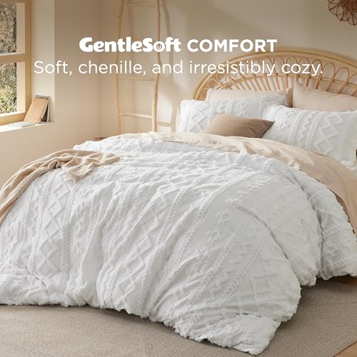 Image of Bedsure Boho Duvet Cover Full Size, Soft & Comfortable Elegant Design Boho Bedding for Decoration, Machine Washable Comforter Cover for All Seasons,Includes 1 Duvet Cover & 2 Pillow Shams,White
