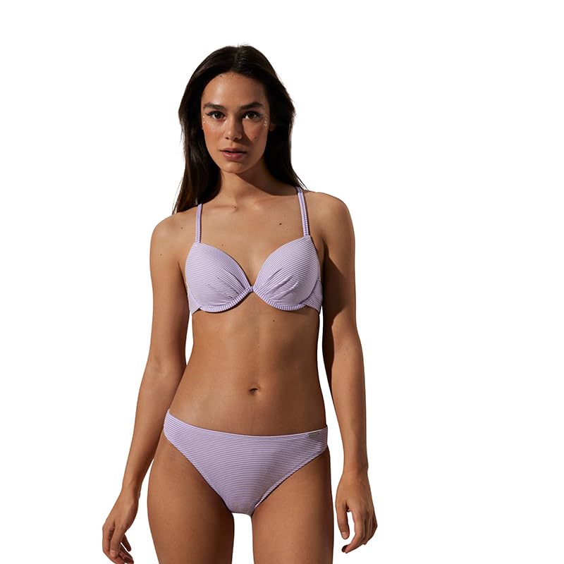 YSABEL MORA Top Bikini de Rayas con aro y Push up con Espalda multiposición