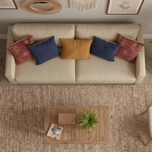 Image of Handmade Cotton Braided 1.5x3 feet Runner Rug - Washable, Low Pile Reversible Floor Mat for Bedroom, Kitchen, Entryway & Living Room - Eco-Friendly Woven Carpet - (Beige Mix, Rect)
