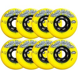 Ruedas Patines Hockey Linea JHKJ Ruedas de Patines en línea 72mm/ 76mm/ 80mm Ruedas de Repuesto para Patines en línea para Patines de Hockey sobre Ruedas Cepillo de Rueda de Flor Plana Calle Etc.,Amarillo,80mm