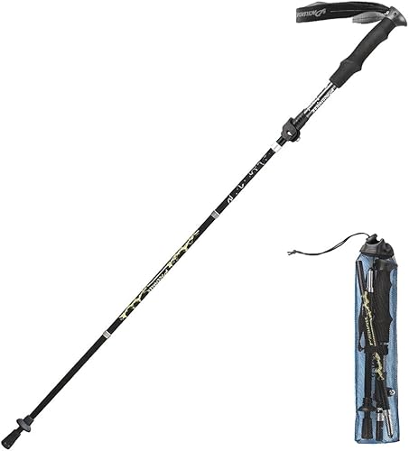 Bastón de senderismo para senderismo con bloqueo rápido abatible, plegable, ligero, portátil, ajustable, bastón de senderismo para hombres, mujeres,