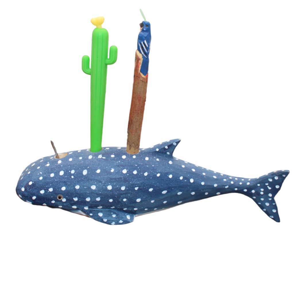 SXHRR Porte-Crayon en Forme de Baleine Conteneur de Stylo de Vie Marine Marine, Organisateur de boîte de Papeterie de Sculpture à la Main en Bois pour l'école à la Maison