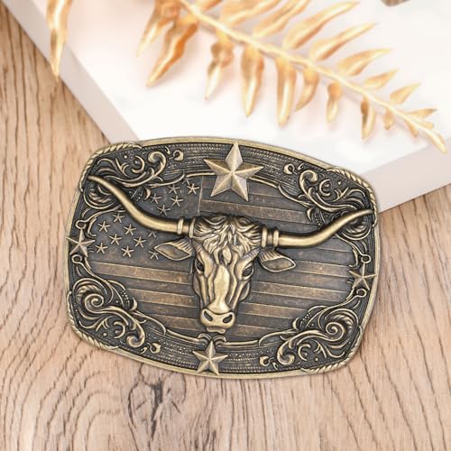 Image of Cowboy Belt Buckle for Men Longhorn Bull Belt Buckles Men Vintage Texas Buckle for Women Cowboy Cowgirl Belt Buckle