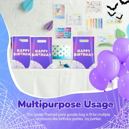 Image of 50 Pcs Birthday Party Favors Goodie Bags Cartoon Candy Gift Bags for Cartoon Theme Party Decorations Goodie Supplies Halloween Treat Bag Baby Shower Favors(Purple,Spider)