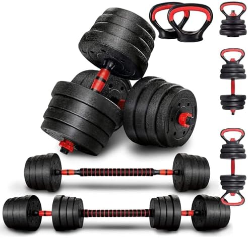 Kit Anilhas Barras de Halteres e Kettelbell Ajustáveis 6 em 1-20k...