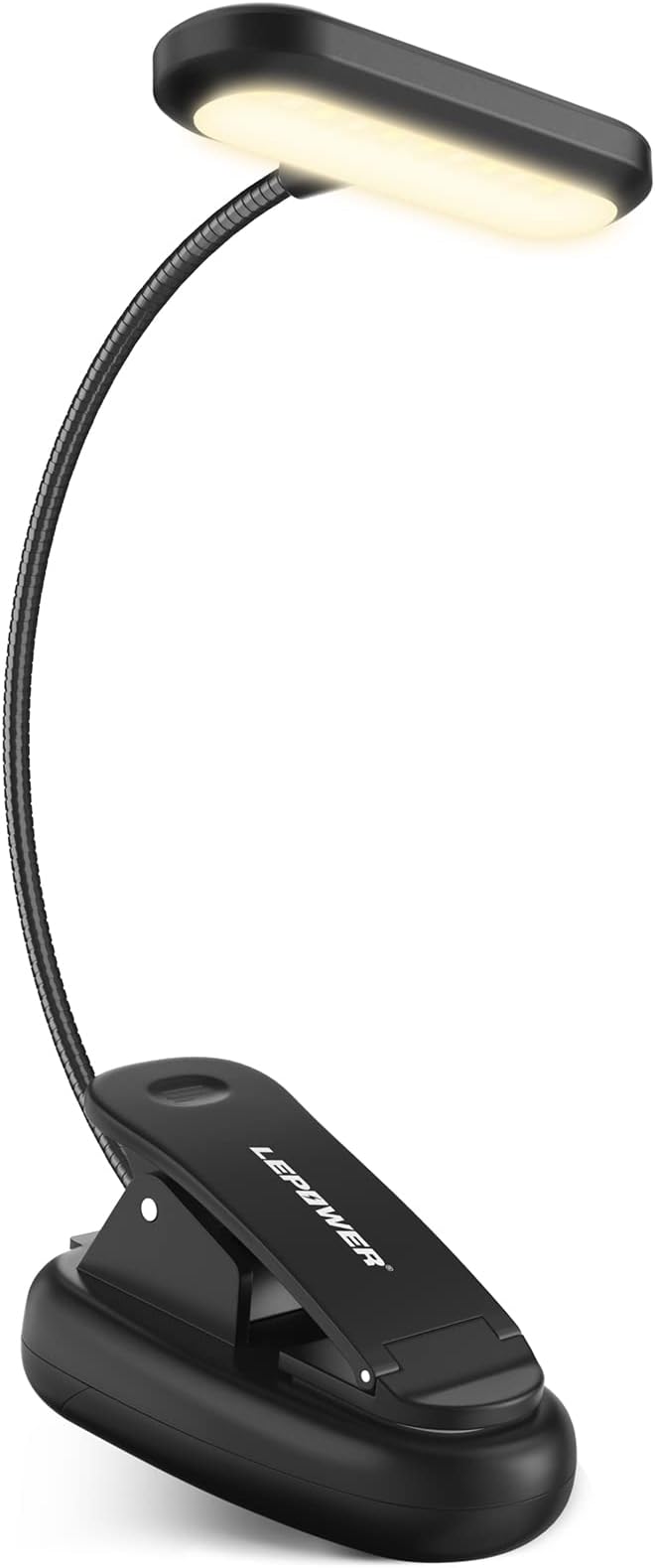 LEPOWER Book Light Dimmable, Lightweight Reading Light, 3 Brightness, 3 Light Mode, Eye Caring 9LED Book Light for Reading in Bed, for Paperbacks, Hardbacks, USB Cable & Battery Operated(Not Recharge)