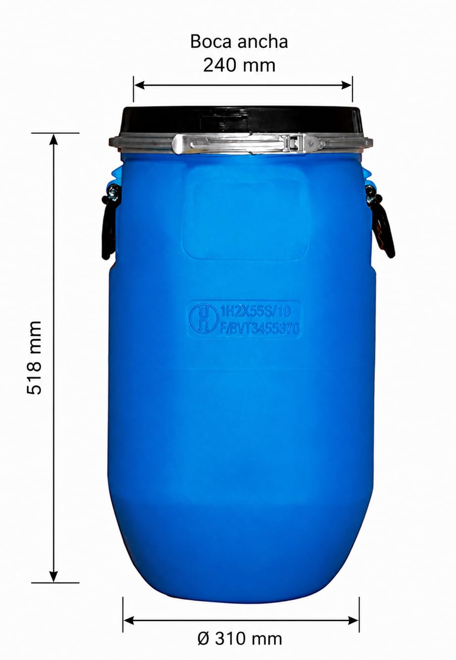 Bidon avec robinet métallique et fermeture à arbalète | Bidon d'eau 30 litres adapté à un usage alimentaire et ADR | Couvercle avec fermeture hermétique | Polyéthylène (PEHD), résistant, sûr