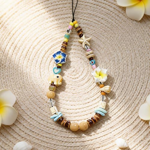 Image of Cute Beaded Camera Wrist Strap for Phone, Digital Camera Charm Lanyard, Pearl Beaded Chain for Bag Keychain Gift