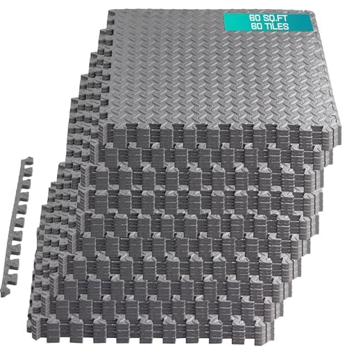 Image of Yes4All EVA Interlocking Mats, Puzzle Floor Tiles, Foam Floor Padding with Border for Furniture, Home Space, Living Room, Garage 56 SQFT