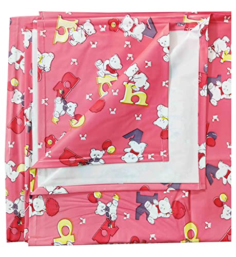Image of EcoSoft Plastic Sheet,PVC Sheet for Kids,Rubber Sheet for Babies,Bed Wetting Protector(90 x 135 cm) (Pink Alphabet)