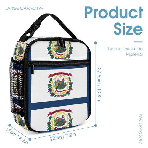 Flag of West Virginia United States Travel Backpack Lunch Box Pencil Case 3Pcs Set for Men Women Office Outing University4
