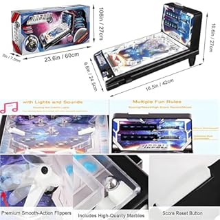 Mini Pinball Machine - Tabletop Pinball Game for Adults, Home Arcade with Light, Desktop Ball Shooting Toy - Pinball Gifts ，for Family Kids