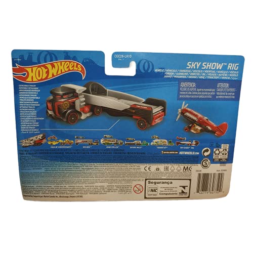 Vehículo DieCast Hot Wheels Super Rigs Sky Show Rig con Avión miniatura 2