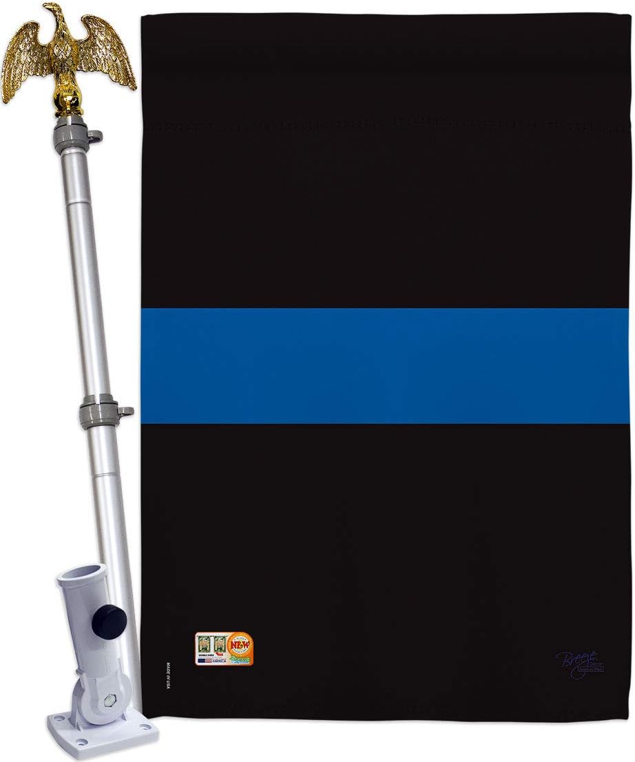 Blue Stripe House Flag Set First Responders Police Cop Law Enforcement Sheriff Officer Line Support Small Decorative Gift Yard Banner Double-Sided Made In USA 28 X 40