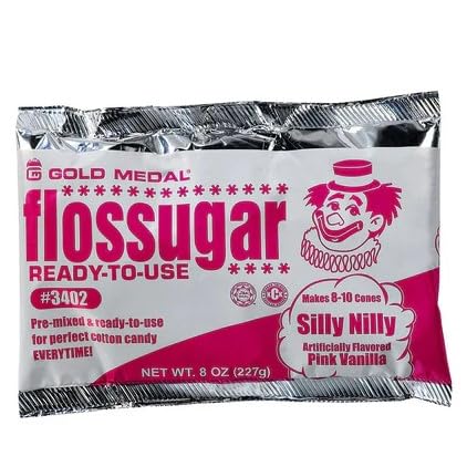 Gold Medal Silly Nilly (Pink Vanilla) Flossugar Cotton Candy Mix, 8 Ounce Packets(24 packs)