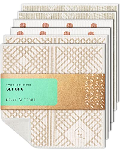 Swedish Dish Cloths For Kitchen - Reusable Dishcloths For Washing Dishes - Each Cellulose Dish Cloth Replaces 15 Rolls Of Paper Towels And Is More Absorbent Than A Sponge - Dishcloth Set Of Six #TOP14