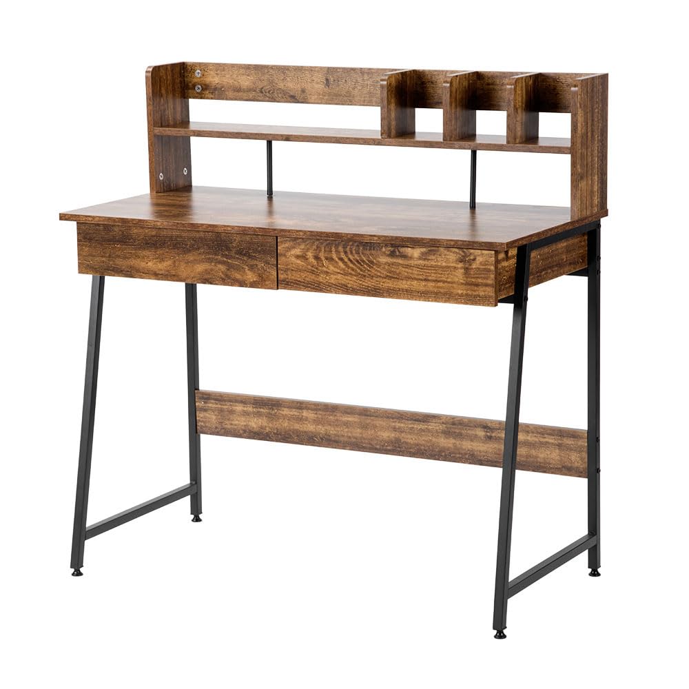 【ダークブラウン】パソコンデスク 引き出し付き　収納台　ミシン台 学習机 勉強机 Amazon｜パソコンデスク 引き出し付き 収納台 ミシン台 学習机 勉強机