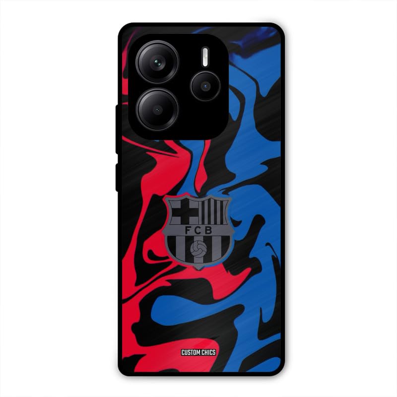 Image of PrintShield FC Barcelona Comic Back Cover for RedmiNote 14, Shockproof Printed Phone Case with Soft TPU Sides & Anti-Slip Grip