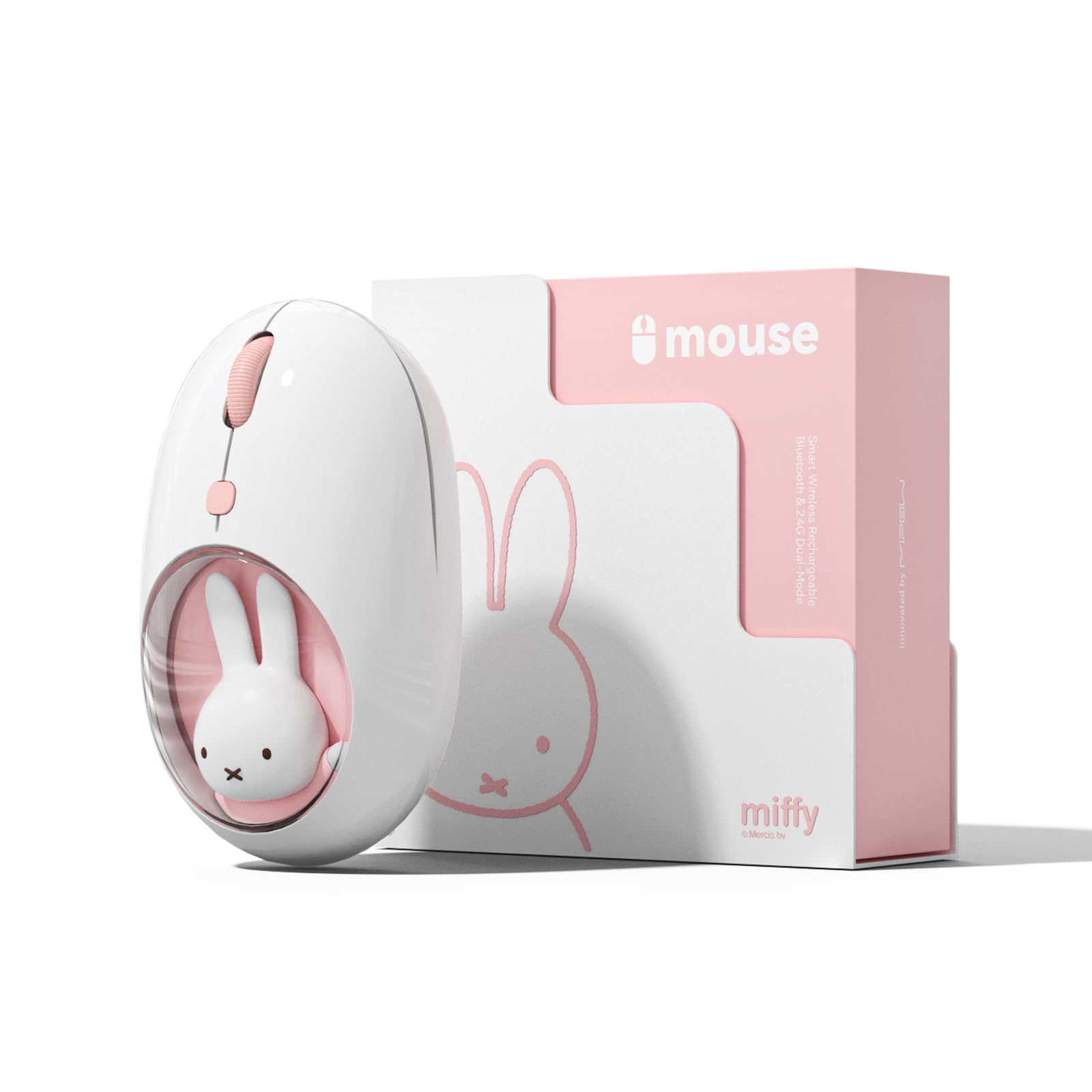 MIPOW x Miffy Bluetooth Wireless Mouse, Small Portable Mouse, Suitable for Notebook Computers, Tablets and so on. Seamless Tracking, Compatible with PC and Mac,Windows and macOS.