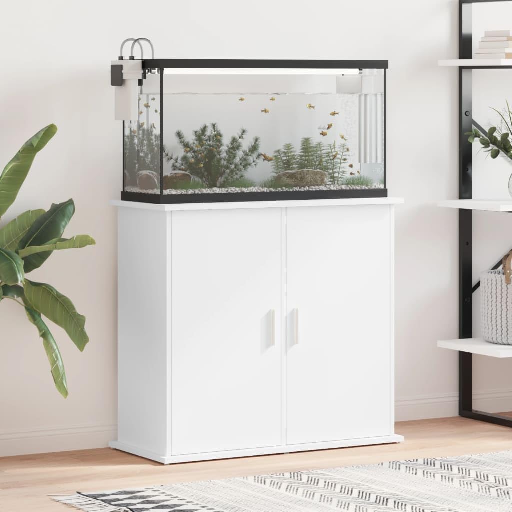 Tomostar Support pour Aquarium, Meuble pour Aquarium Meuble de Base Table d'aquarium blanc 81x36x73 cm bois d'ingénierie