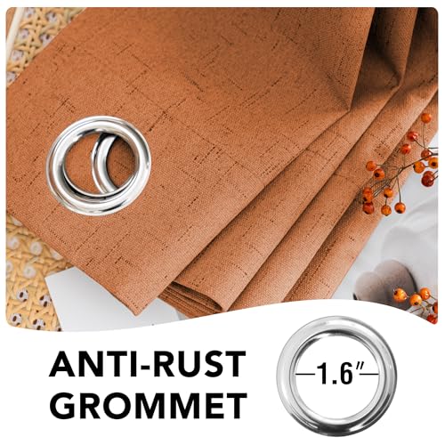 Image of H.VERSAILTEX 100% Blackout Curtains for Bedroom Thermal Insulated Linen Textured Curtains Heat and Full Light Blocking Drapes Living Room Curtains 2 Panel Sets, 42x54 Inch, Orange