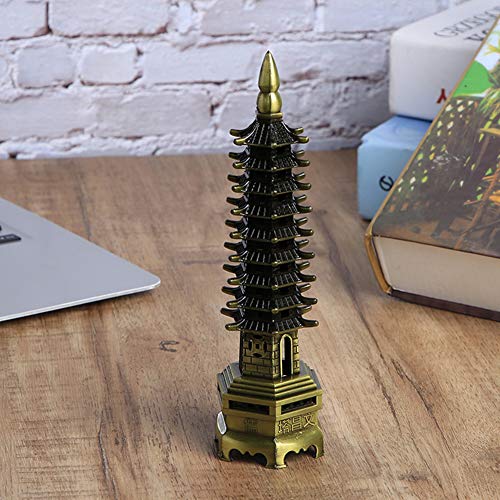 HEEPDD Metal Tower Statue, 7.1in Chinese Wenchang Tower Model - Image 3