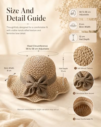 Sombrero Elegante de Paja Tejida con Lazo para Mujer miniatura 5