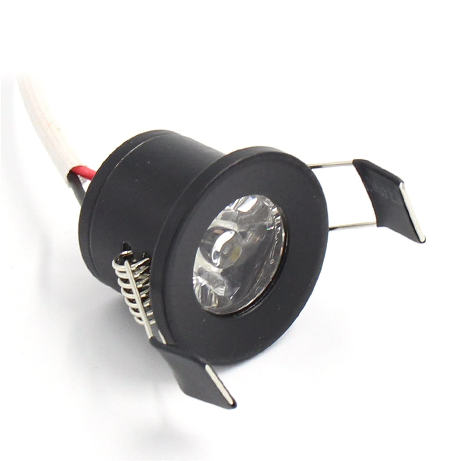 BDAYEK Ceiling spotlights LED Recessed Ceiling Lights Downlights Silvery/Black/White/Golden Mini Spotlights 1.5W 27mm 100V-240V Jewelry Display(4000k Nature White,Black)