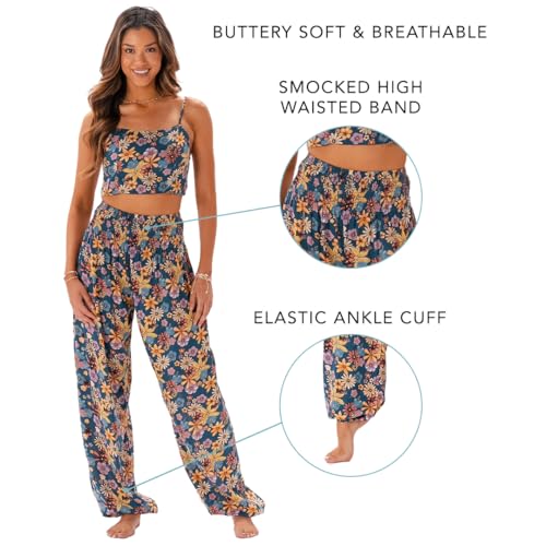 Image of Lotus and Luna Women's Harem Pants Thai Pants for Beach & Lounge High Waisted Flowy Boho Pants Genie Pants Yoga Pants