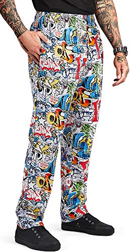 Men’s Graffiti Print Baggy Chef Pant (Medium)