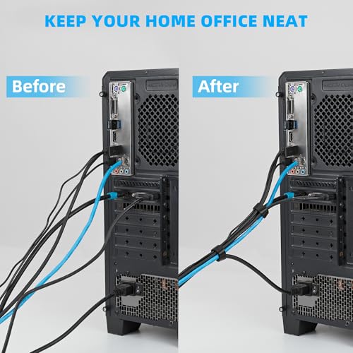 Image of 25 FT x 3 /4 inch Hook and Loop Roll, Reusable Fastening Cable Ties, Multi-Purpose Cable Management Wire Ties Cable Straps for Organizing Home, Office and Data Centers