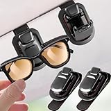 SEAMETAL Sunglass Holder for Car Visor Metal Sunglasses Clip, One-Hand Operation,Heavy Duty Universal Eyeglass Holder for Sun Visor,Secure Fit for Most Glasses,Car Accessories Organizer (2 PACK Black)