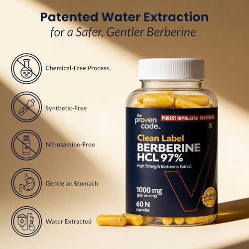 Image of Clean Label Berberine HCl 97% Pack of 2 | C-14 Tested Natural Origin | Studied Strength Berberine Supplements 1000mg - Support Blood Sugar, Lower Cholesterol, PCOS supplements - 120 Capsules
