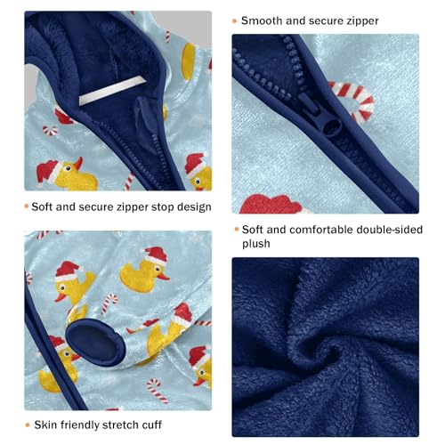 Yellow Rubber Duck Wearing Santa Hat Girls Fleece Jacket Girls Fall Jacket Girls Zip Up Hoodie Girls Sherpa Jacket 2-10T3