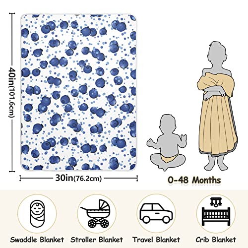 Image of Swaddle Blanket Blueberry Natural Fresh Ripe Tasty Blueberries Cotton Blanket for Infants, Receiving Blanket, Lightweight Soft Swaddling Blanket for Crib, Stroller, Nursery Blankets, 30x40 in