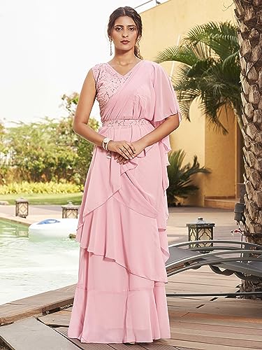 Image of Womanista Women's Plain Georgette Saree