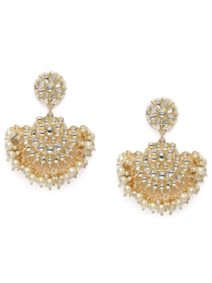 LUCENTARTS JEWELLERY Gold Plated with Stunning Matte Finish Long Traditional Kundan & Faux Pearl Chandbali Earrings Set for Women/Girls Pearl Jewellery (B0C6FHM4WV) Amazon Price History, Amazon Price Tracker
